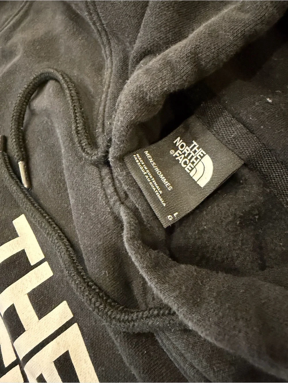 The North Face Black Pullover Hoodie with White Logo size Large